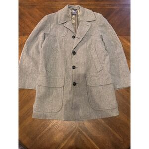 Pendleton Wool Coat Men's Size 40 Gray Herringbone Classic Button Front |O1